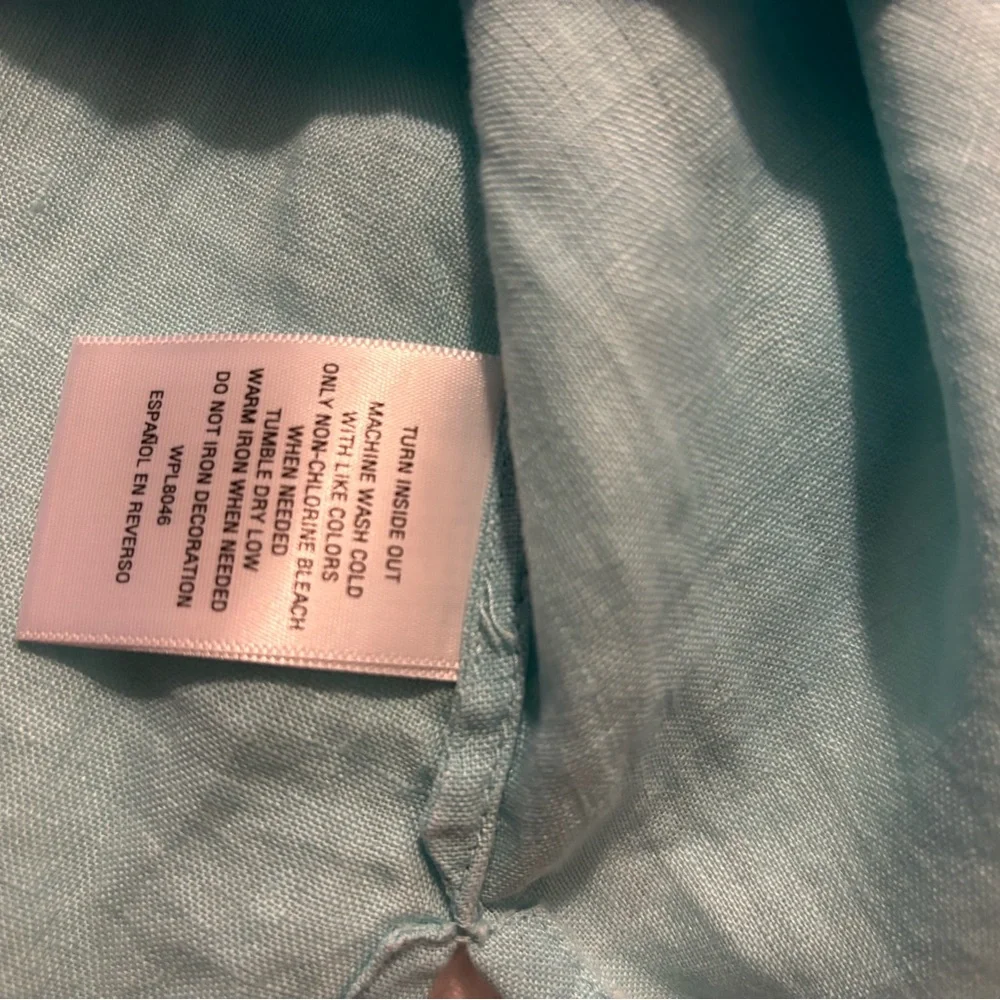 Aqua blue Charter Club 100% linen tunic with intricate nautical themed beads. - Picture 10 of 14